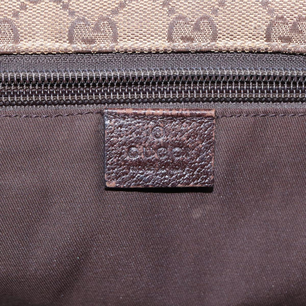 GUCCI GG Canvas Web Sherry Line Tote Bag Canvas Beige ti1861