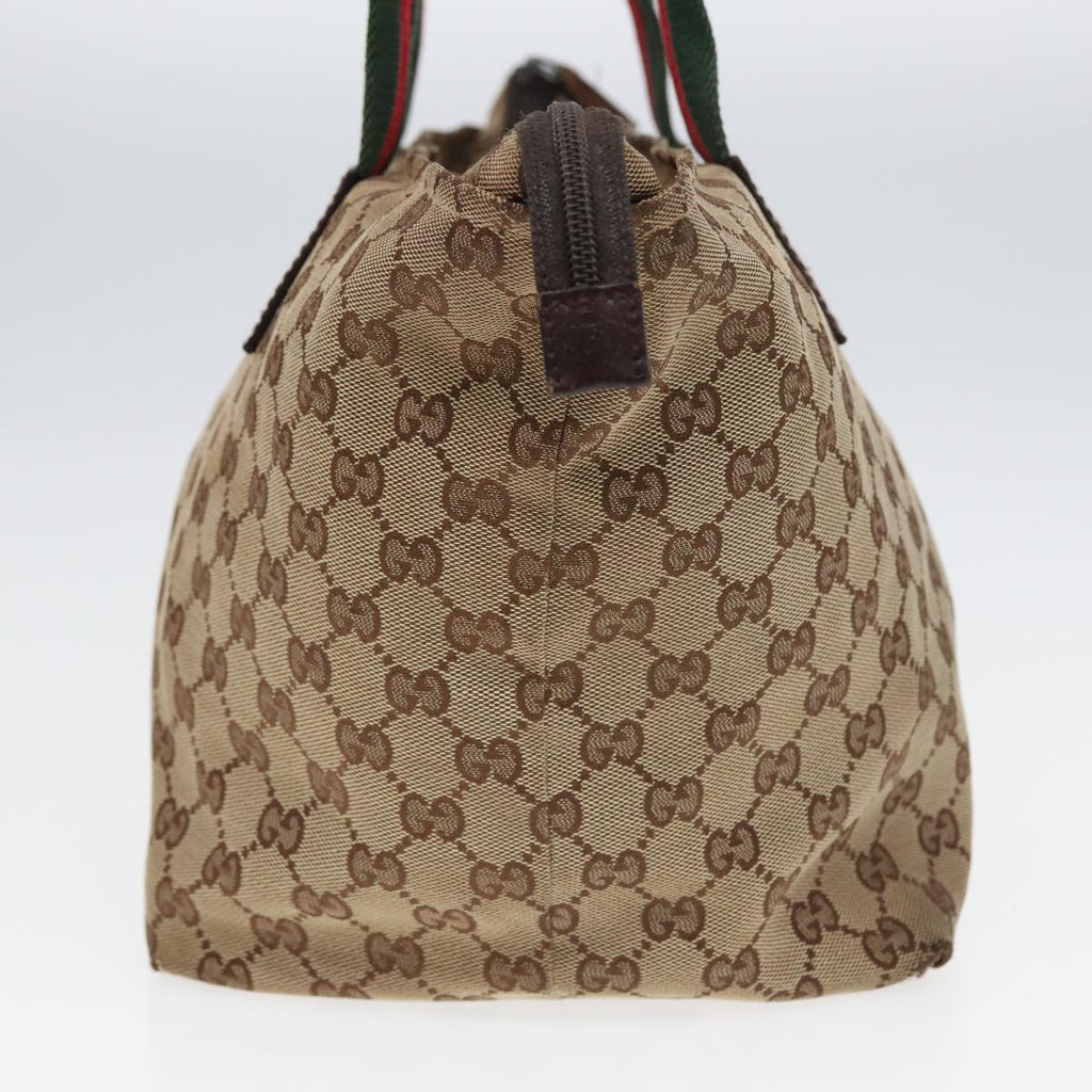 GUCCI GG Canvas Web Sherry Line Tote Bag Canvas Beige ti1861