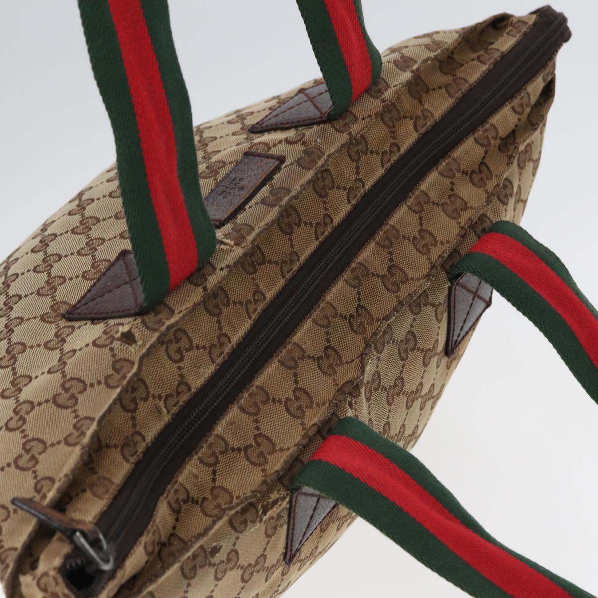 GUCCI GG Canvas Web Sherry Line Tote Bag Canvas Beige ti1861
