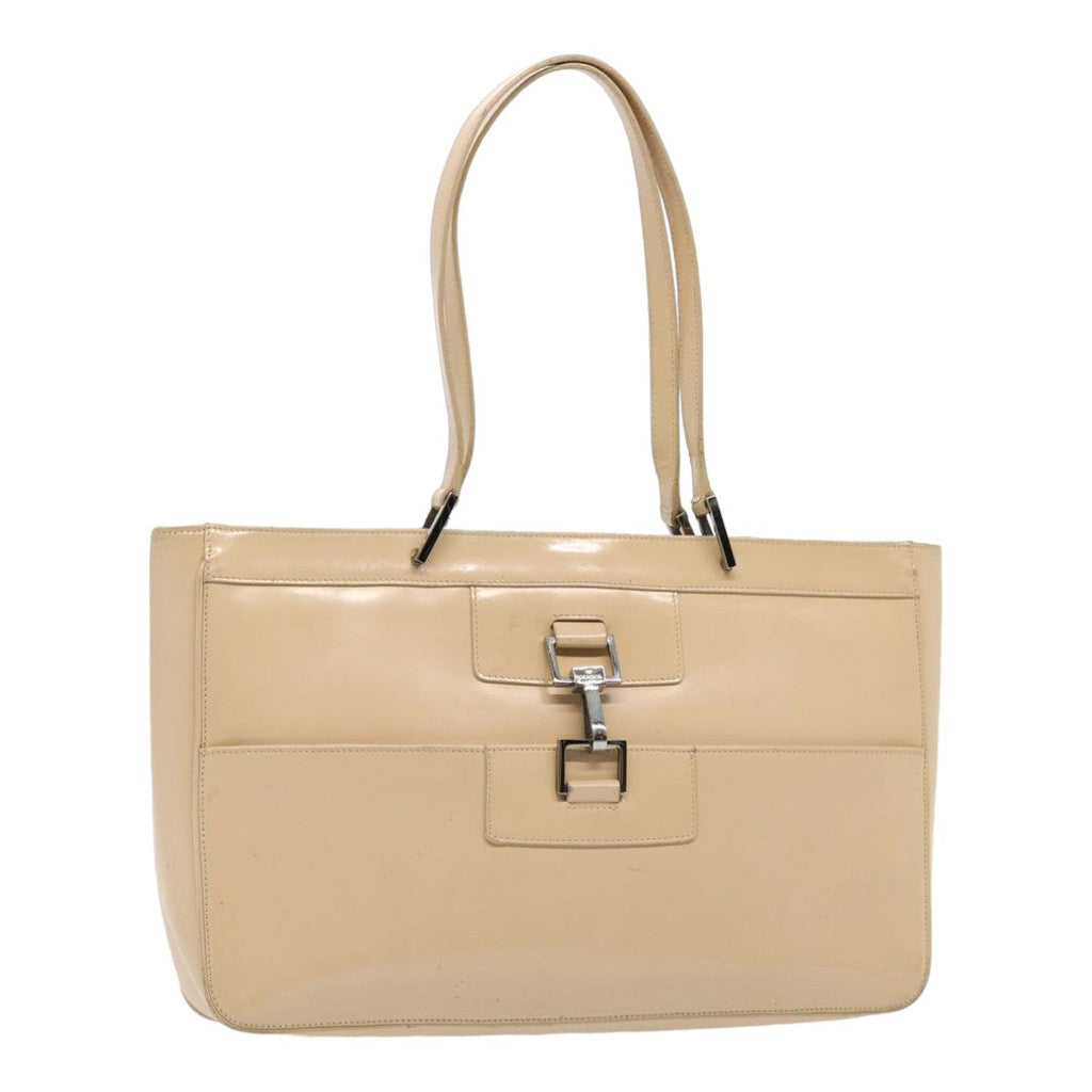 GUCCI Jackie Tote Bag Patent leather Beige 002 1133 ti1886