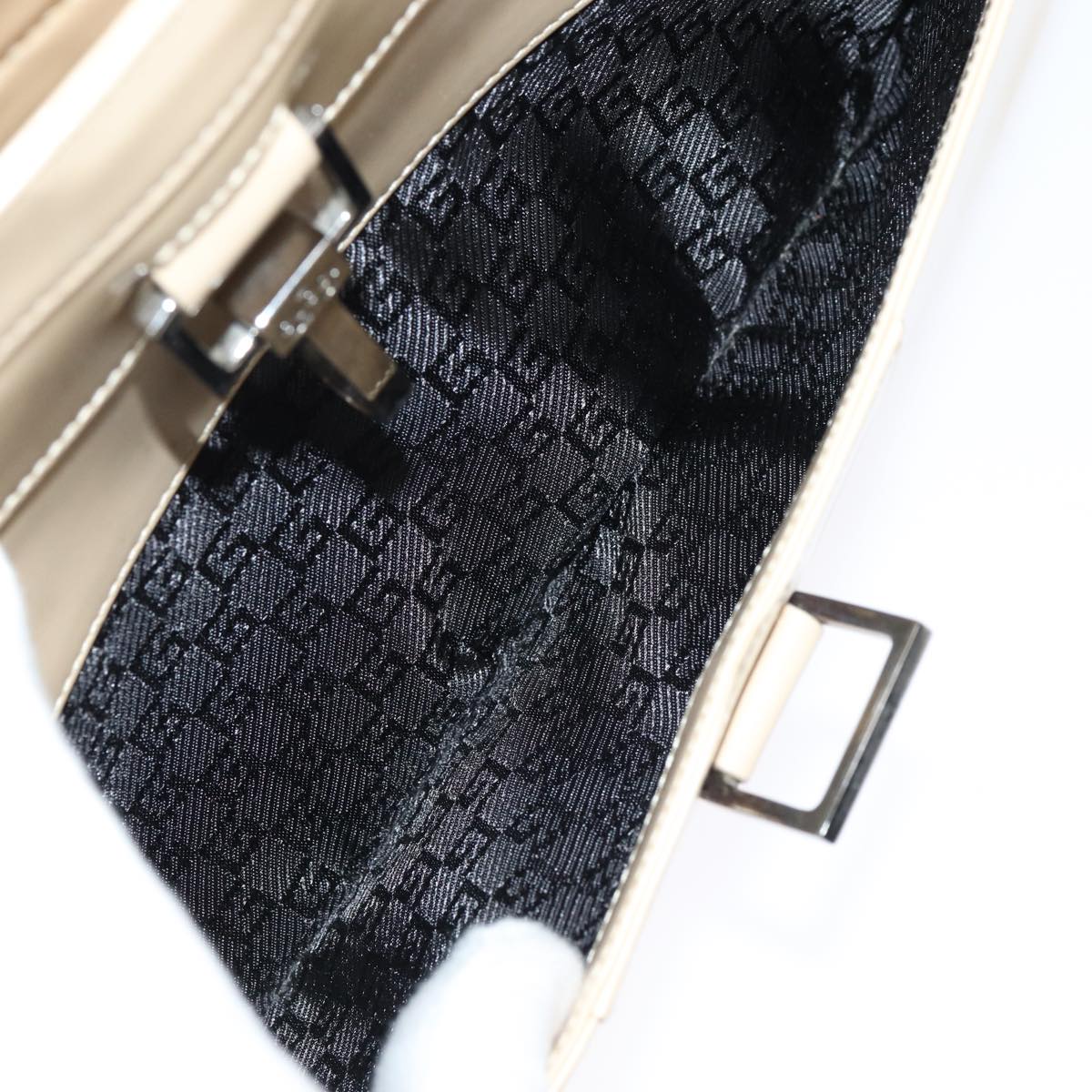 GUCCI Jackie Tote Bag Patent leather Beige 002 1133 ti1886