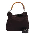 GUCCI Bamboo Hand Bag Nylon 2way Wine Red 001 1553 1577 ti1901