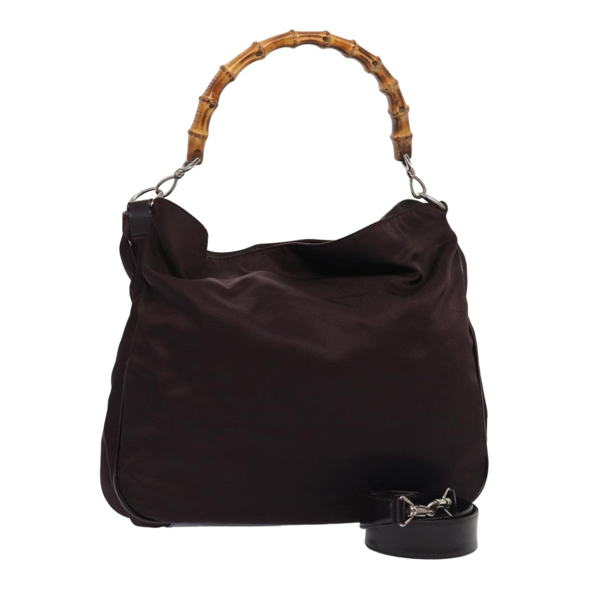 GUCCI Bamboo Hand Bag Nylon 2way Wine Red 001 1553 1577 ti1901