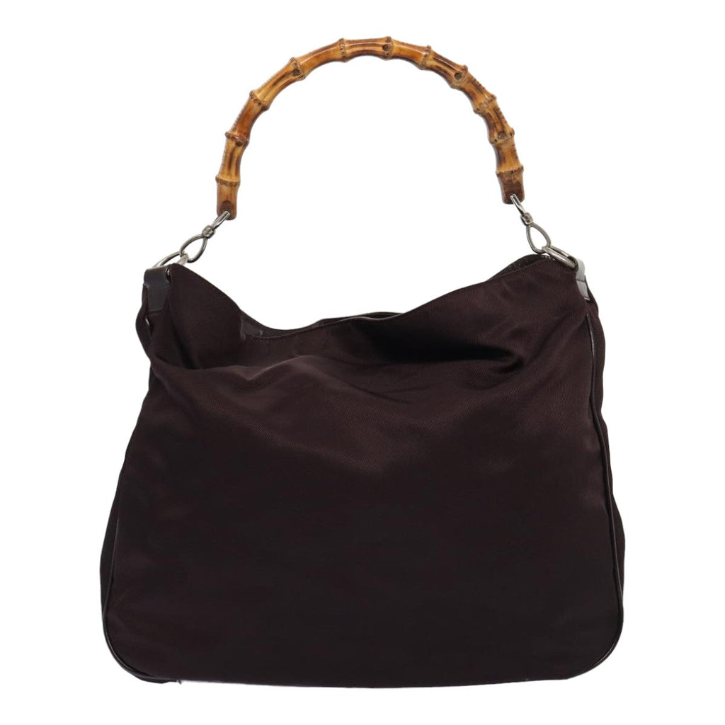 GUCCI Bamboo Hand Bag Nylon 2way Wine Red 001 1553 1577 ti1901