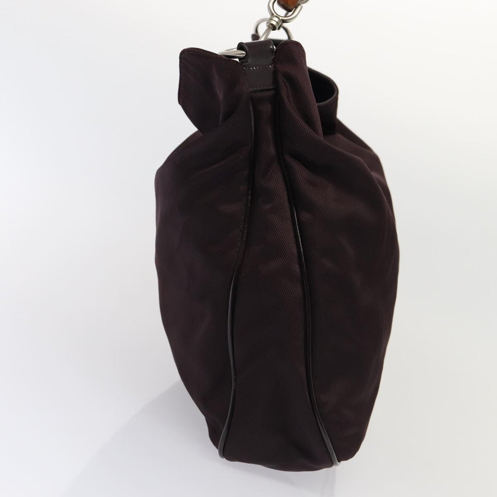 GUCCI Bamboo Hand Bag Nylon 2way Wine Red 001 1553 1577 ti1901