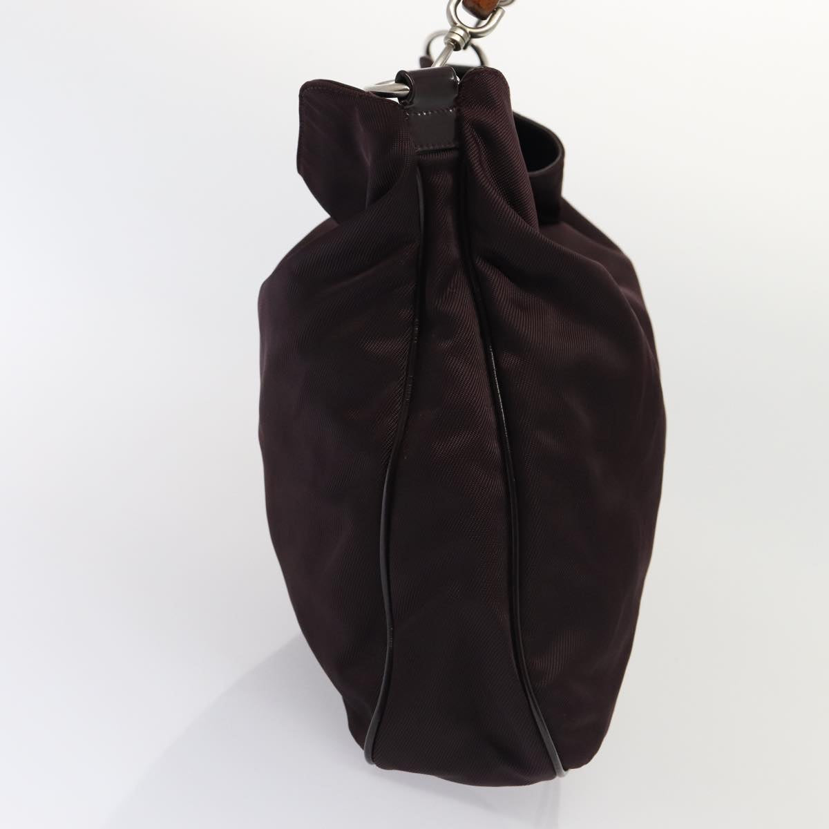 GUCCI Bamboo Hand Bag Nylon 2way Wine Red 001 1553 1577 ti1901