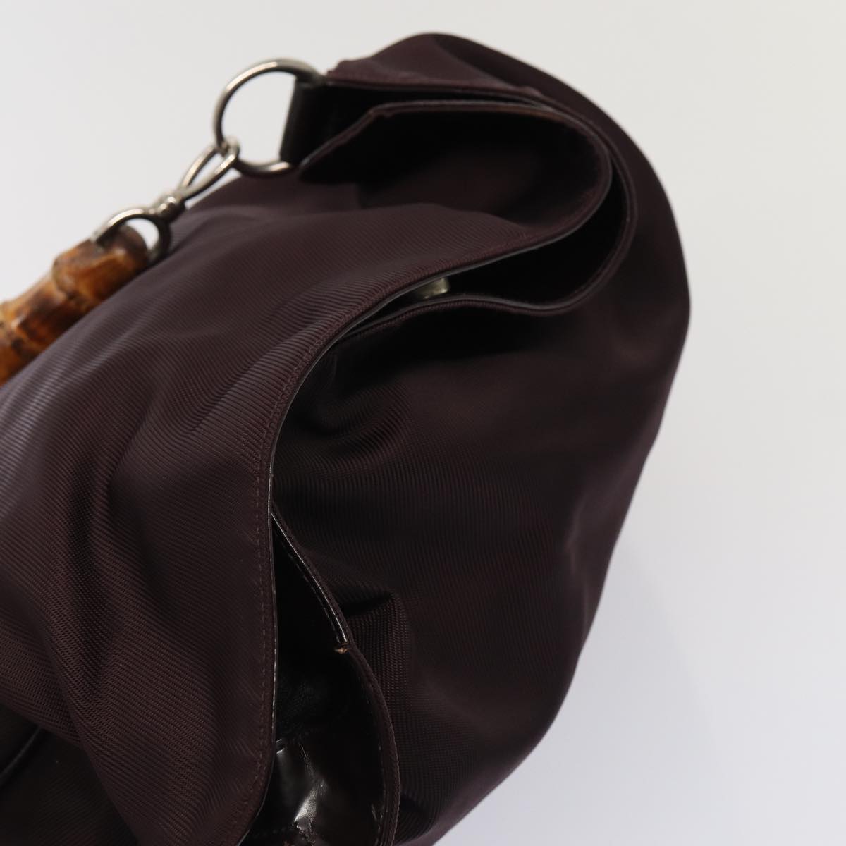 GUCCI Bamboo Hand Bag Nylon 2way Wine Red 001 1553 1577 ti1901
