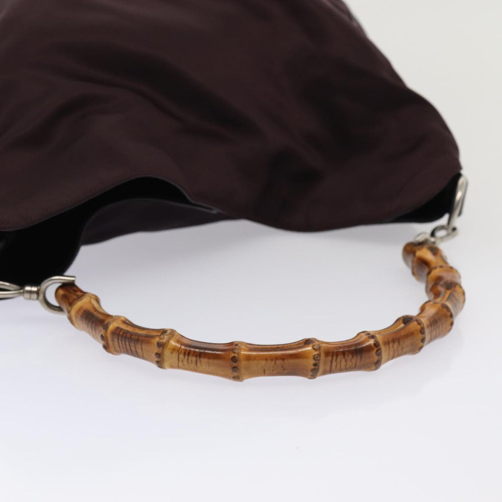 GUCCI Bamboo Hand Bag Nylon 2way Wine Red 001 1553 1577 ti1901