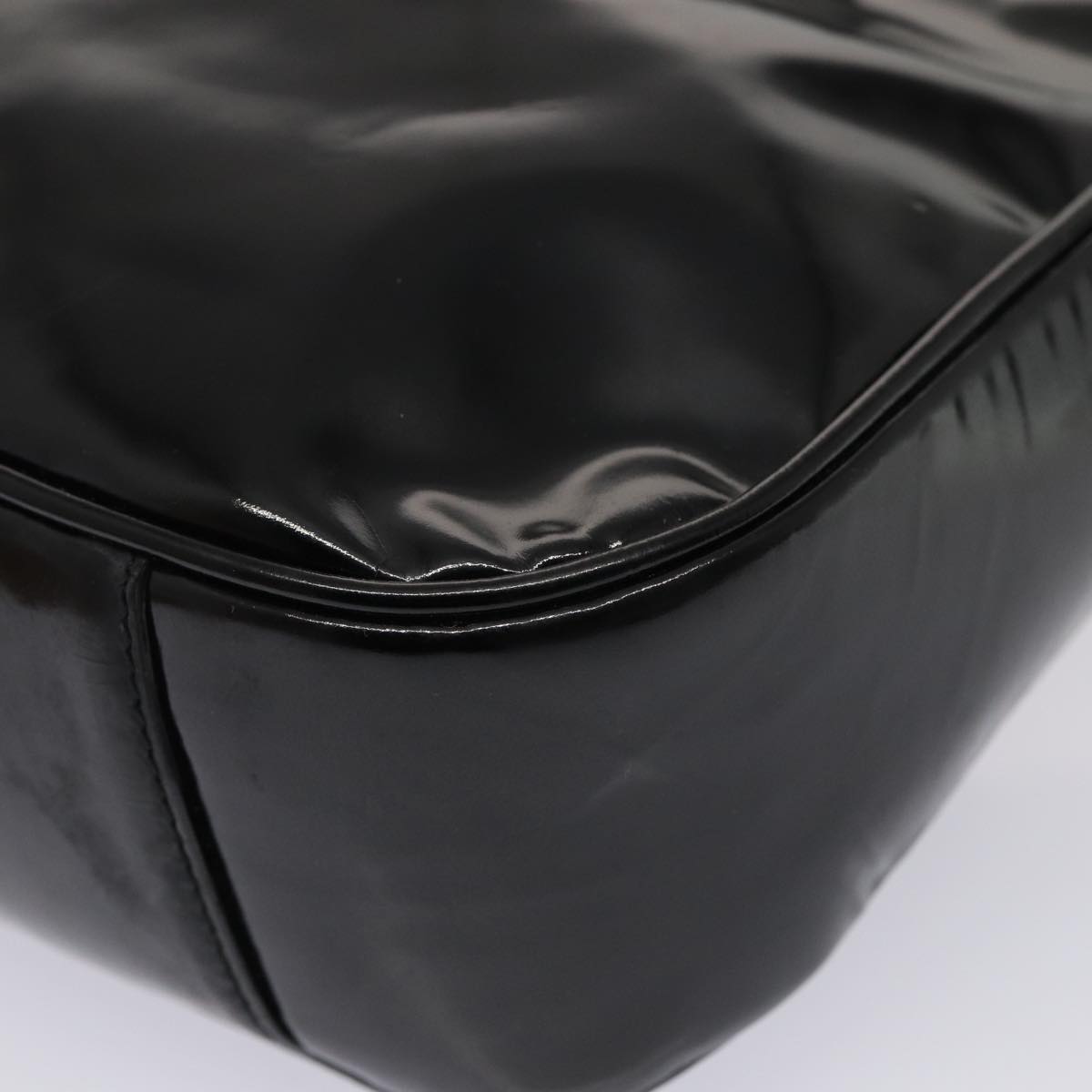 GUCCI Bamboo Hand Bag Enamel 2way Black 001 1638 2615 ti1902