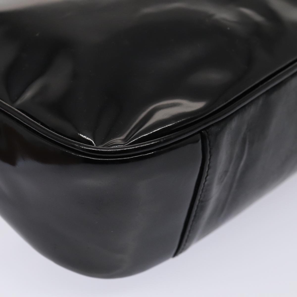 GUCCI Bamboo Hand Bag Enamel 2way Black 001 1638 2615 ti1902