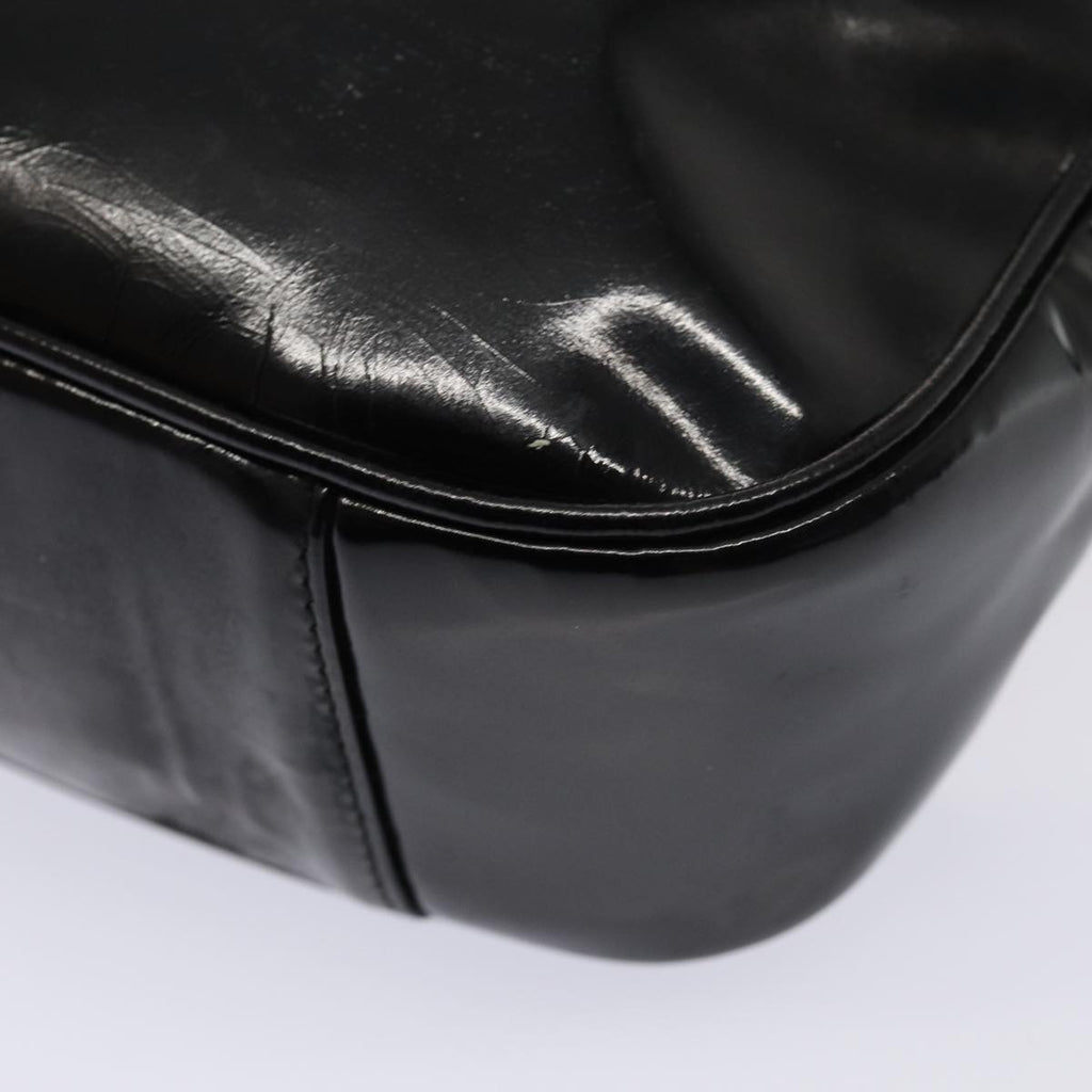 GUCCI Bamboo Hand Bag Enamel 2way Black 001 1638 2615 ti1902