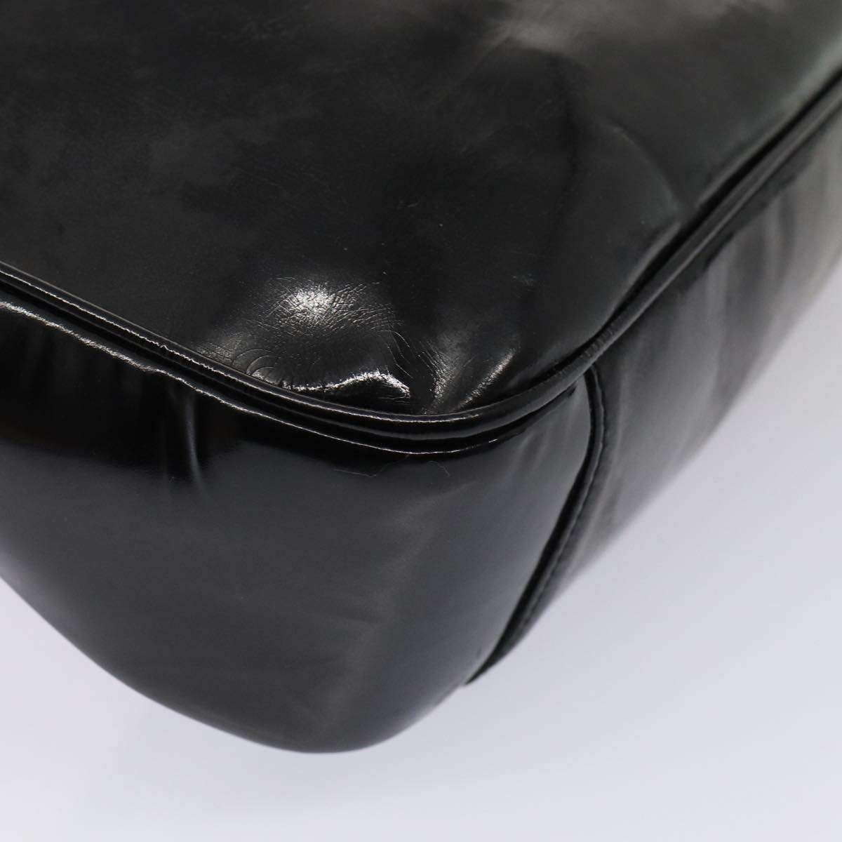 GUCCI Bamboo Hand Bag Enamel 2way Black 001 1638 2615 ti1902