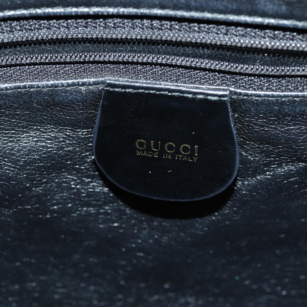 GUCCI Bamboo Hand Bag Enamel 2way Black 001 1638 2615 ti1902
