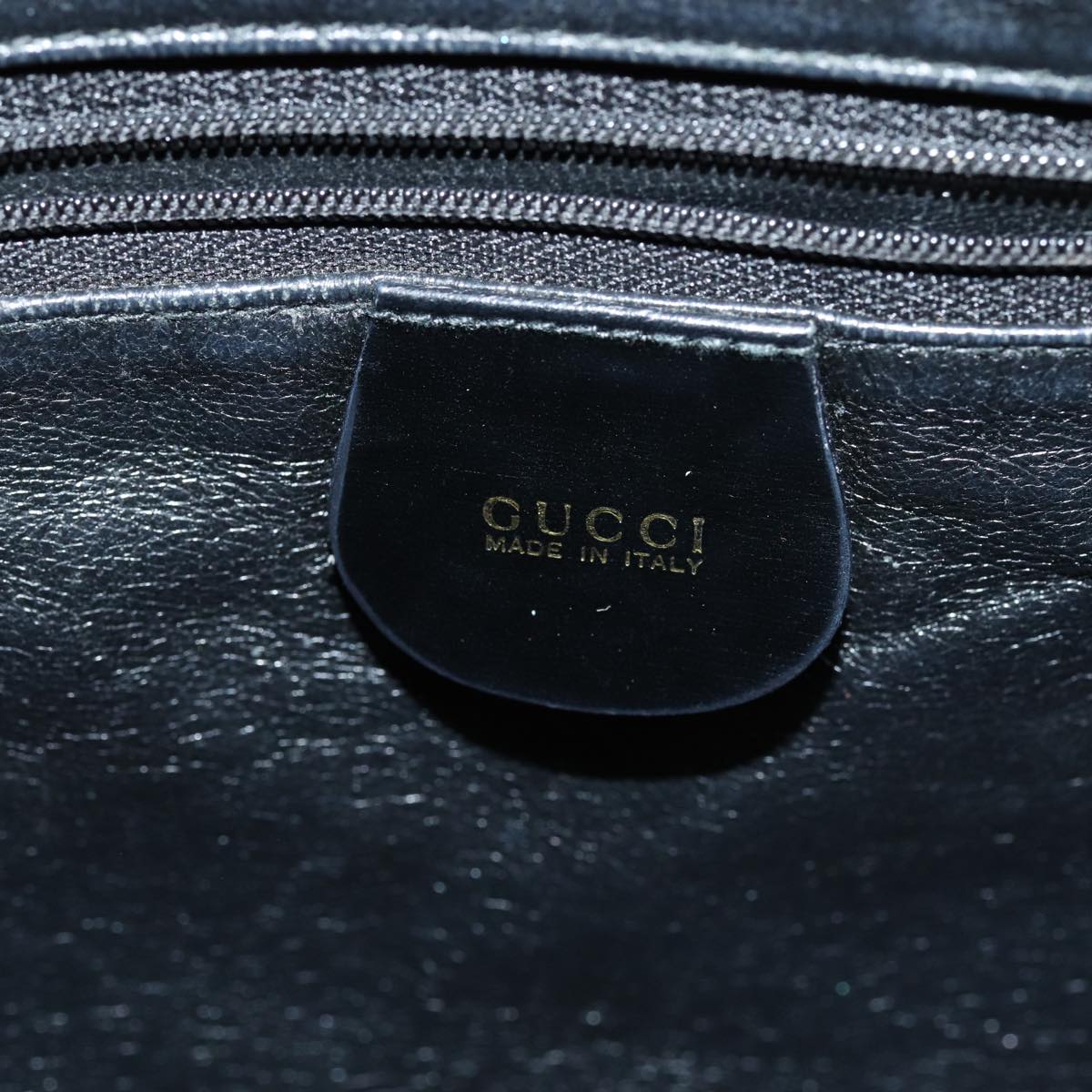 GUCCI Bamboo Hand Bag Enamel 2way Black 001 1638 2615 ti1902