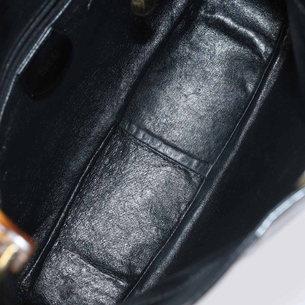 GUCCI Bamboo Hand Bag Enamel 2way Black 001 1638 2615 ti1902