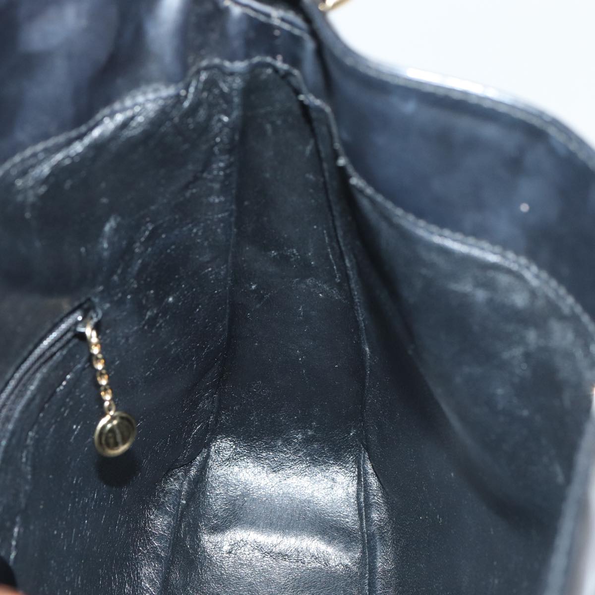 GUCCI Bamboo Hand Bag Enamel 2way Black 001 1638 2615 ti1902