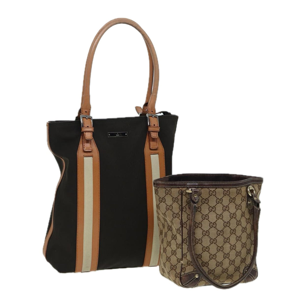 GUCCI GG Canvas Hand Bag Canvas 2Set Beige Brown ti1903