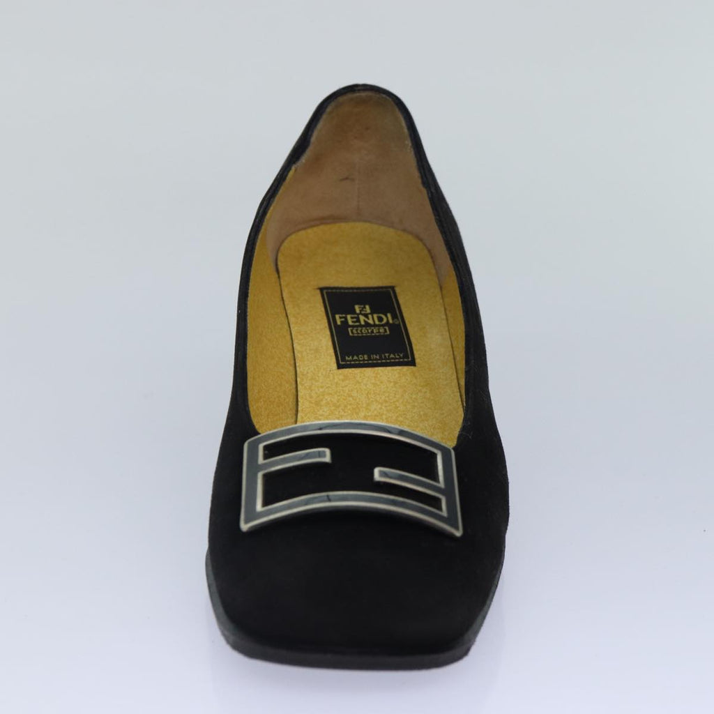 FENDI Pumps 36 1/2 pumps Suede Leather Black Silver ti1921