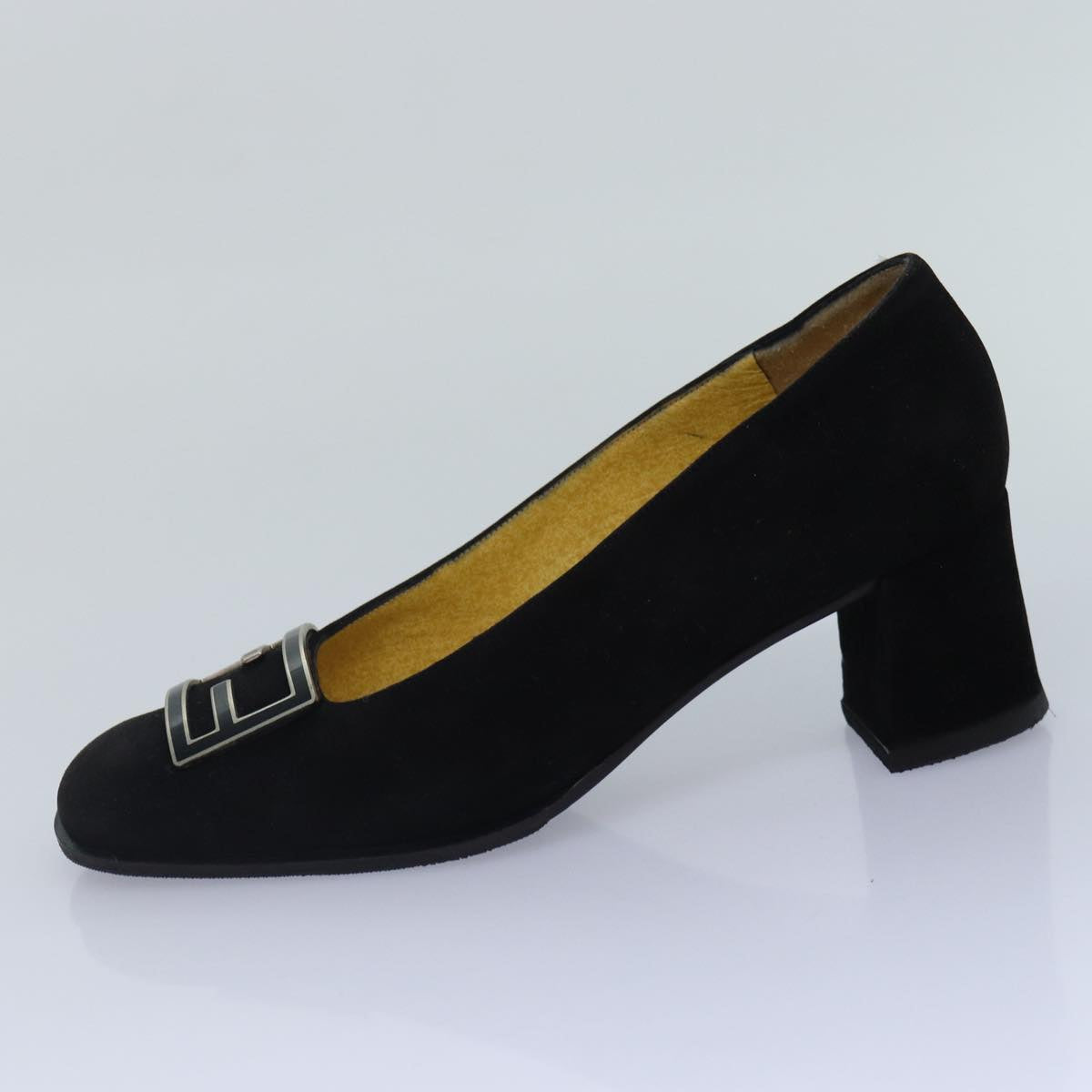 FENDI Pumps 36 1/2 pumps Suede Leather Black Silver ti1921