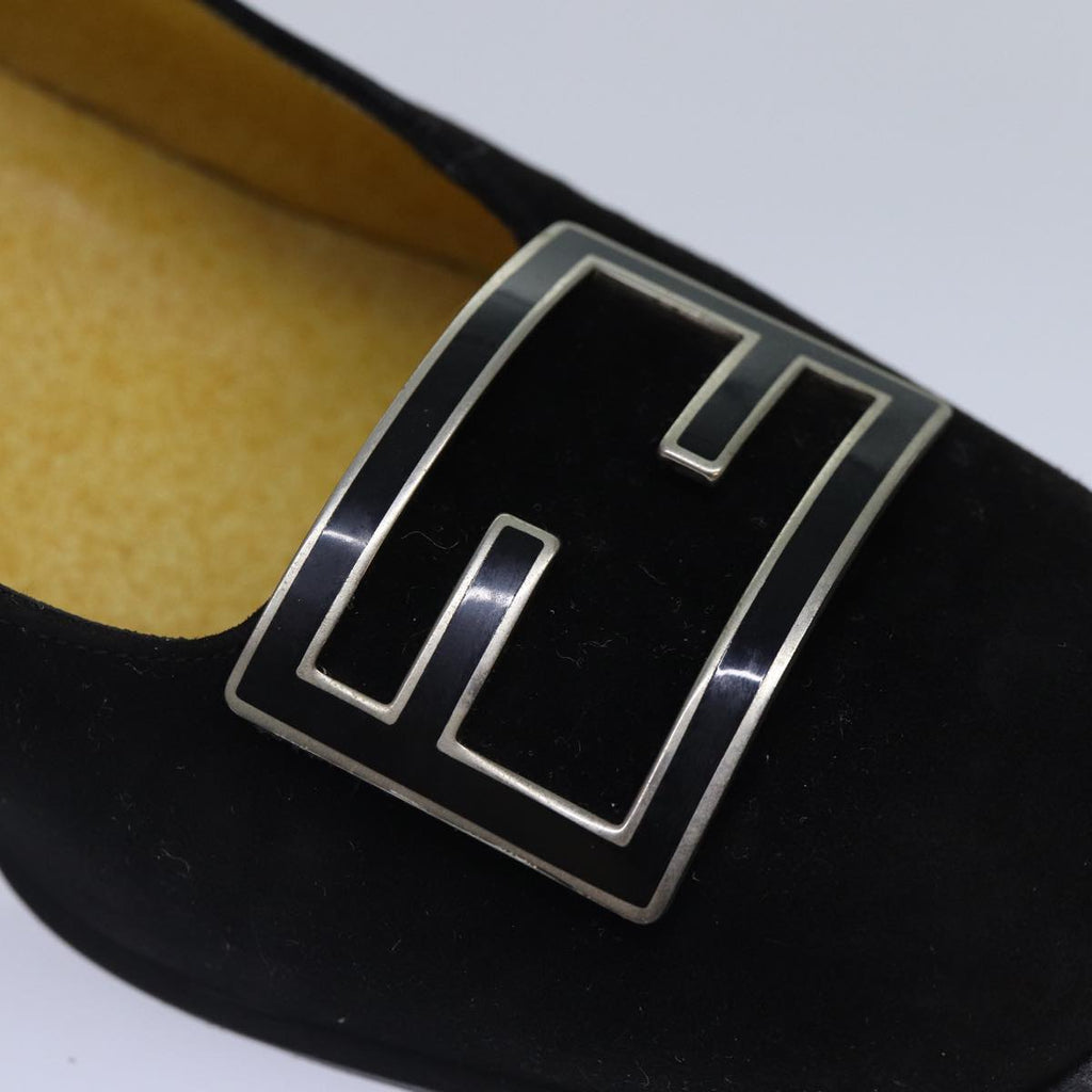 FENDI Pumps 36 1/2 pumps Suede Leather Black Silver ti1921