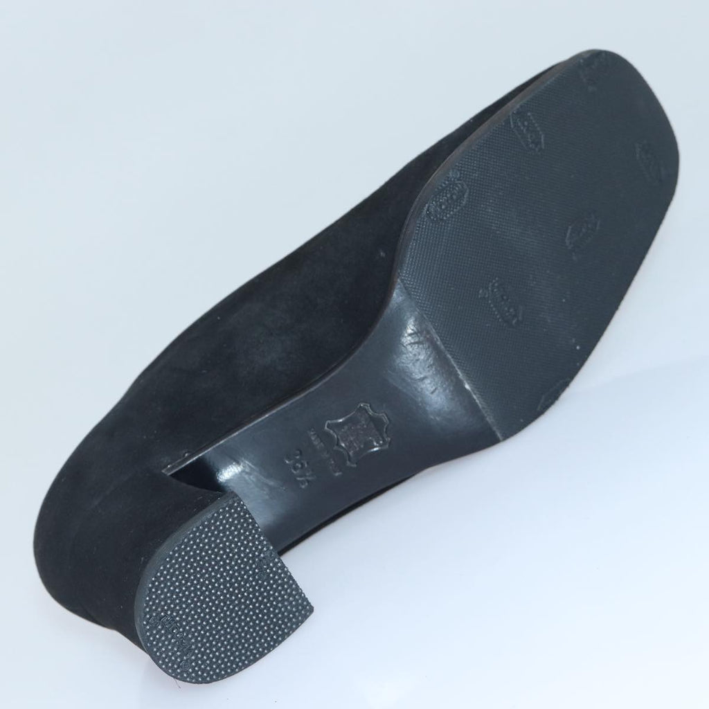 FENDI Pumps 36 1/2 pumps Suede Leather Black Silver ti1921