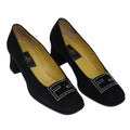 FENDI Pumps 36 1/2 pumps Suede Leather Black Silver ti1921