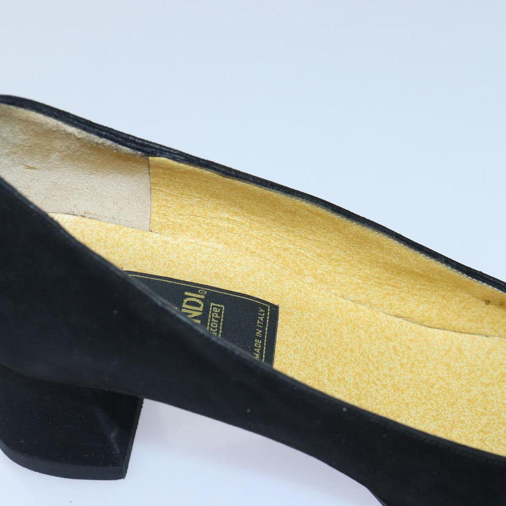 FENDI Pumps 36 1/2 pumps Suede Leather Black Silver ti1921