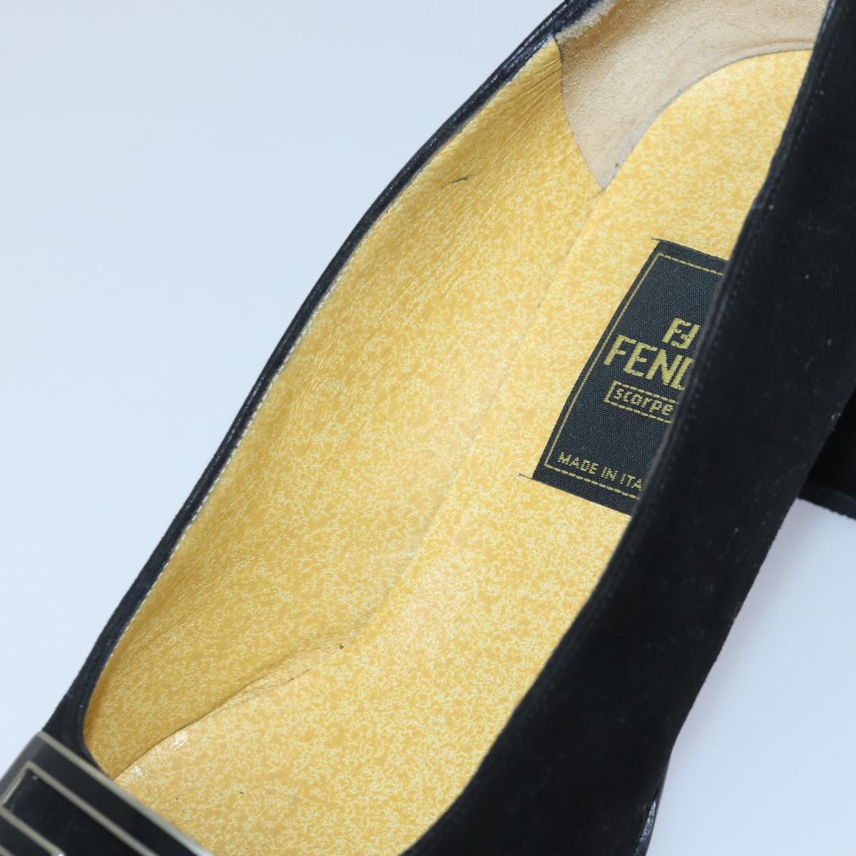 FENDI Pumps 36 1/2 pumps Suede Leather Black Silver ti1921