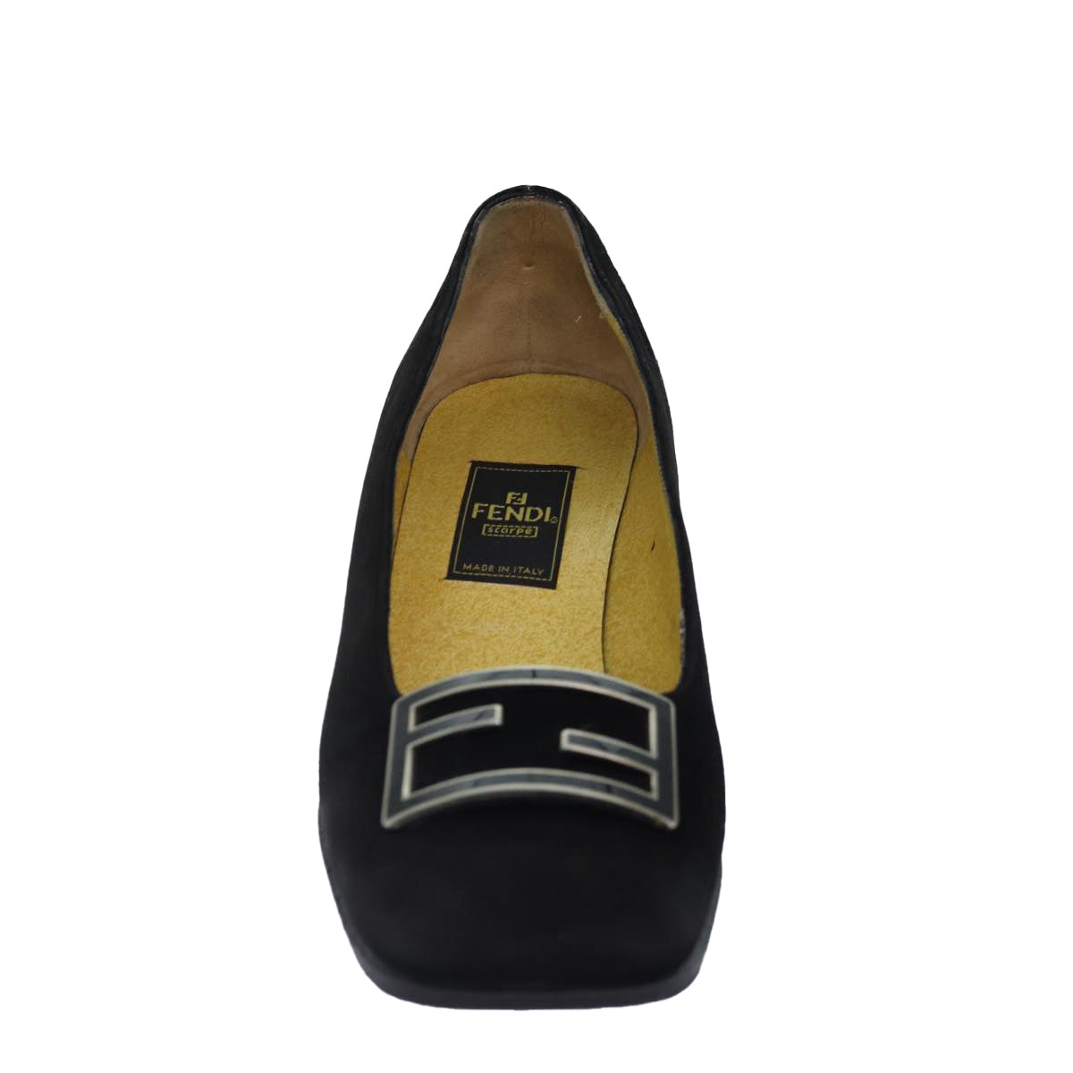 FENDI Pumps 36 1/2 pumps Suede Leather Black Silver ti1921