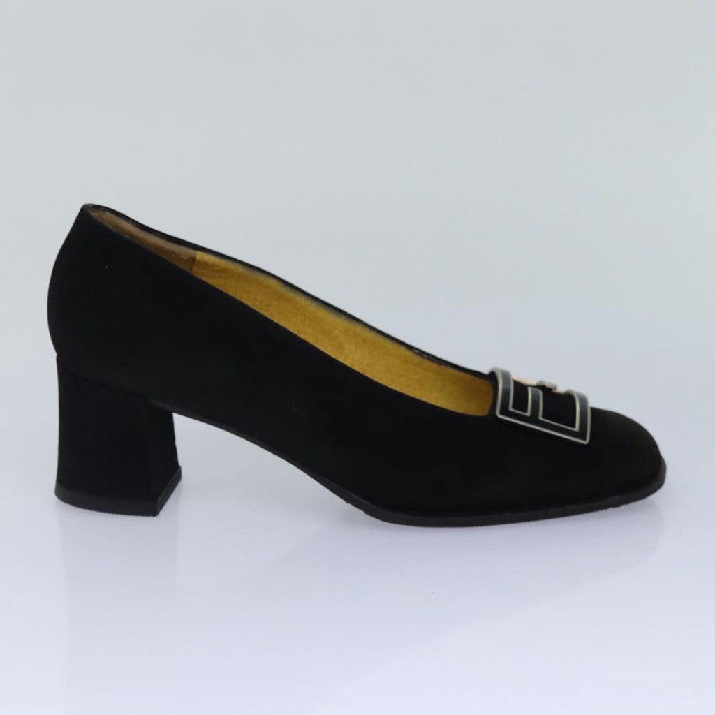 FENDI Pumps 36 1/2 pumps Suede Leather Black Silver ti1921