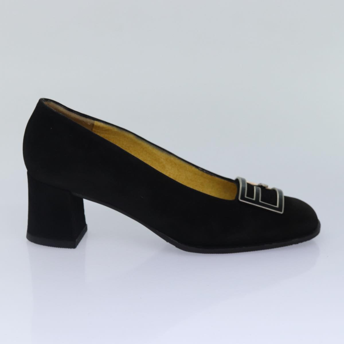 FENDI Pumps 36 1/2 pumps Suede Leather Black Silver ti1921