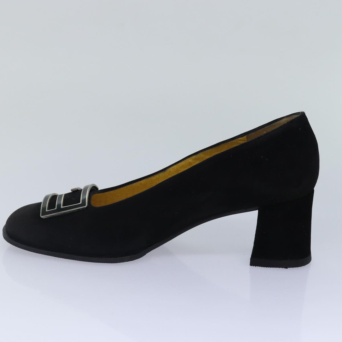 FENDI Pumps 36 1/2 pumps Suede Leather Black Silver ti1921