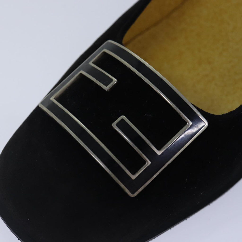 FENDI Pumps 36 1/2 pumps Suede Leather Black Silver ti1921