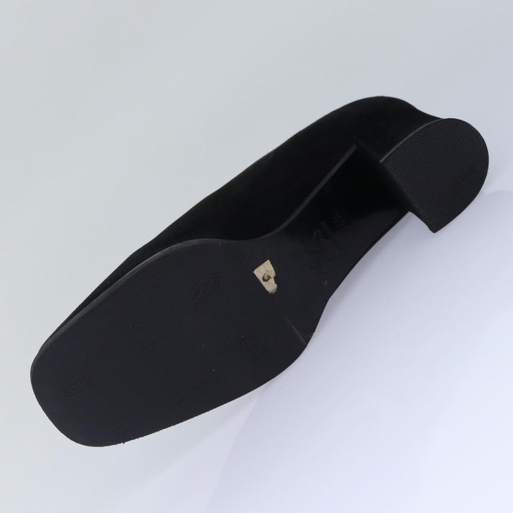 FENDI Pumps 36 1/2 pumps Suede Leather Black Silver ti1921