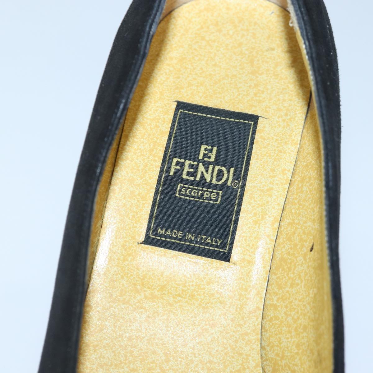 FENDI Pumps 36 1/2 pumps Suede Leather Black Silver ti1921