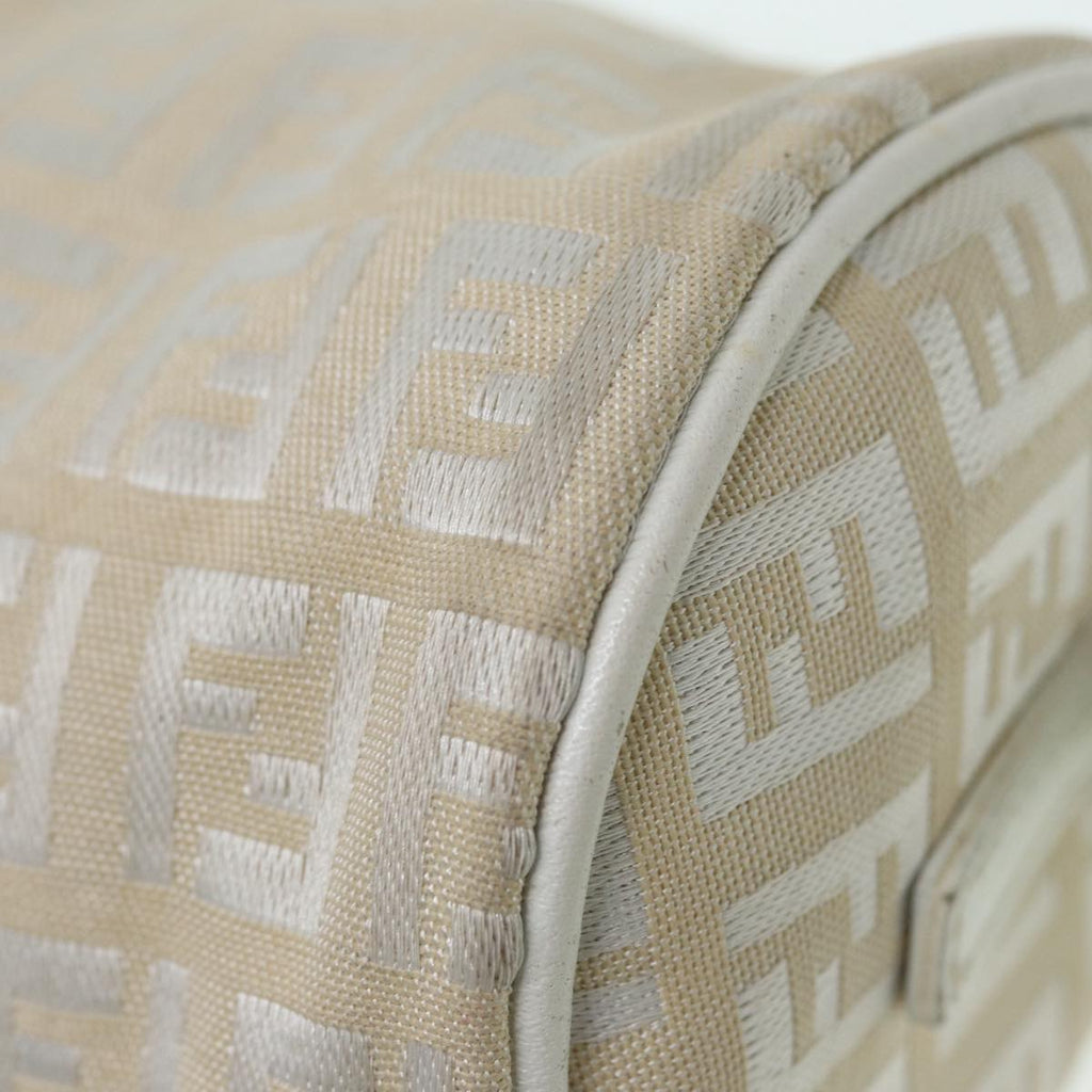 FENDI Zucchino Canvas Pouch Nylon White Silver ti1933