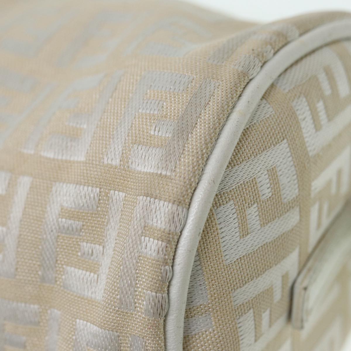 FENDI Zucchino Canvas Pouch Nylon White Silver ti1933