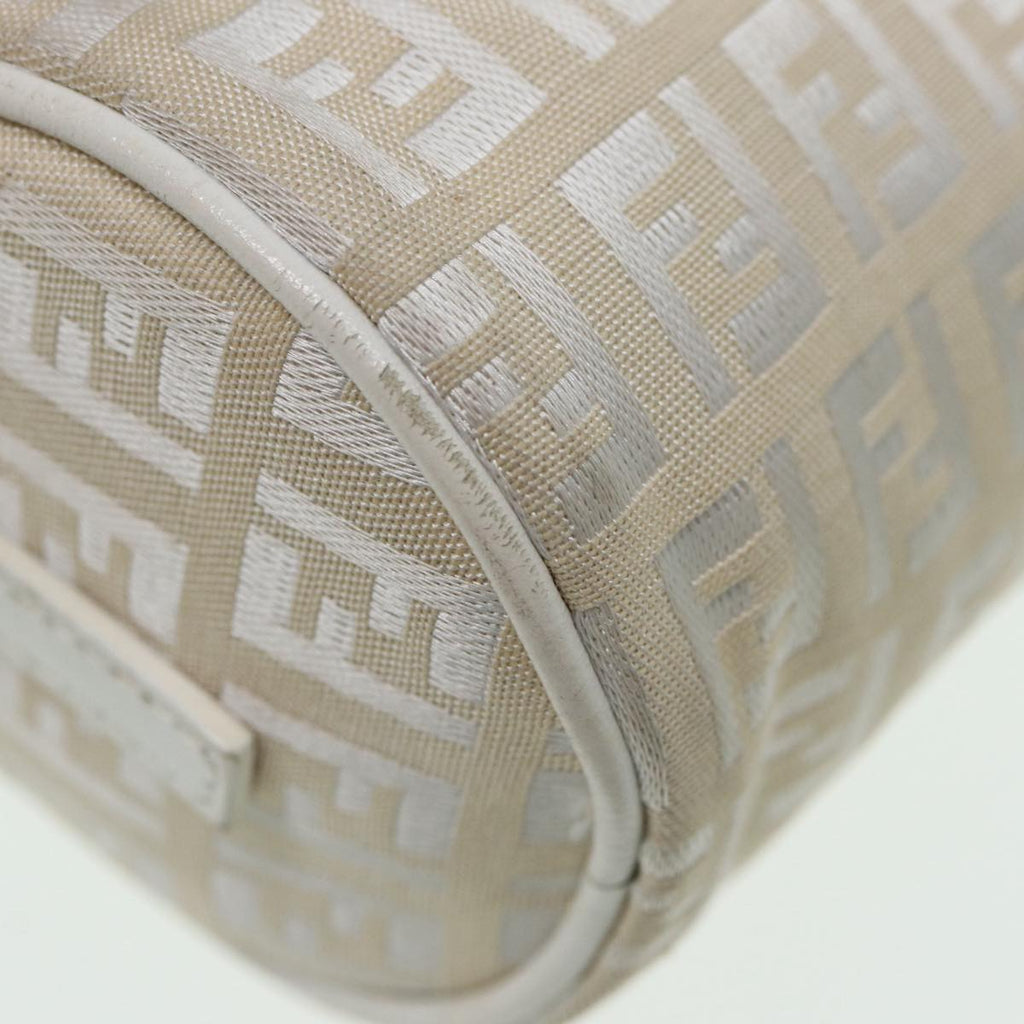 FENDI Zucchino Canvas Pouch Nylon White Silver ti1933