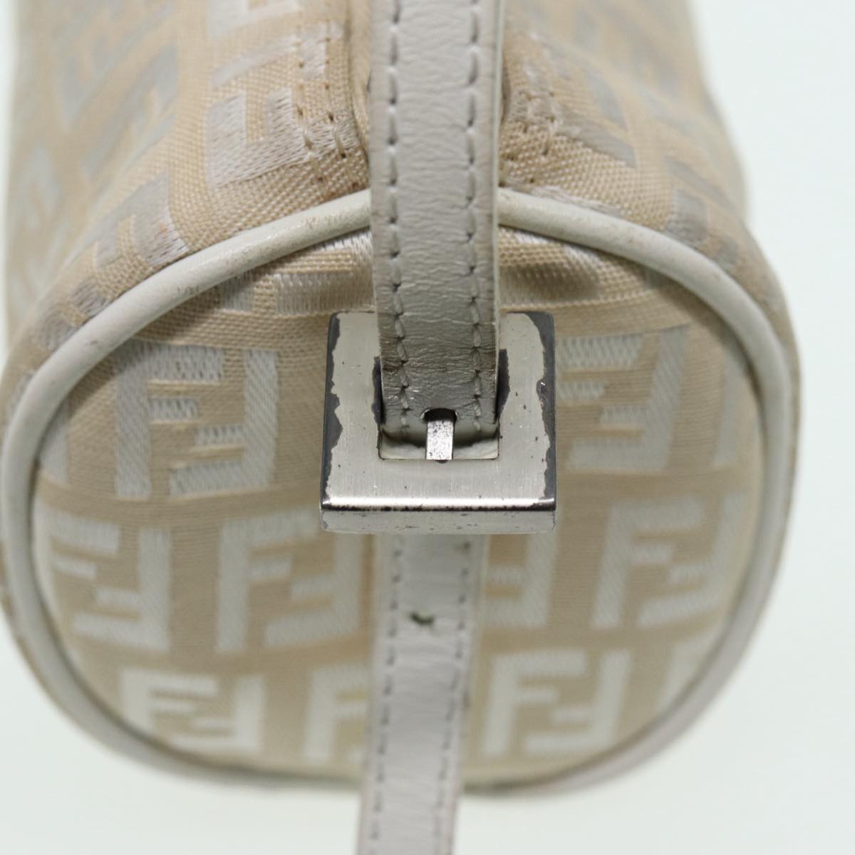 FENDI Zucchino Canvas Pouch Nylon White Silver ti1933