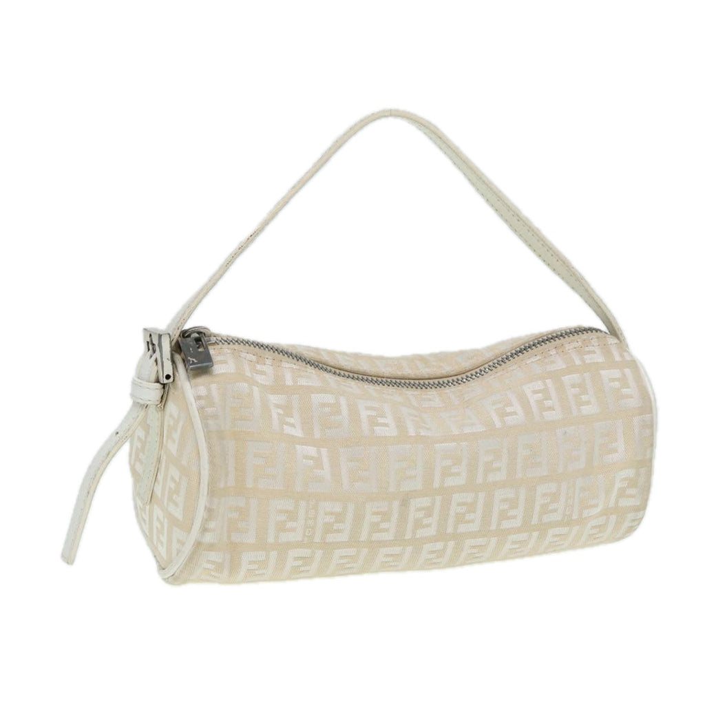 FENDI Zucchino Canvas Pouch Nylon White Silver ti1933