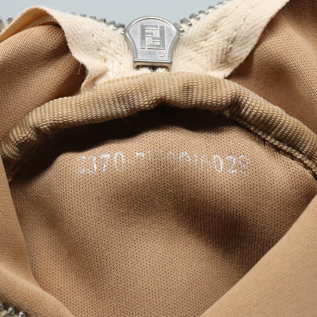 FENDI Zucchino Canvas Pouch Nylon White Silver ti1933