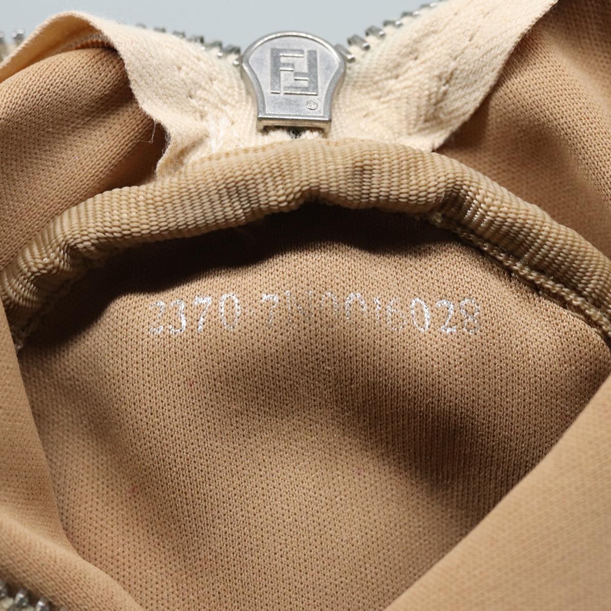 FENDI Zucchino Canvas Pouch Nylon White Silver ti1933