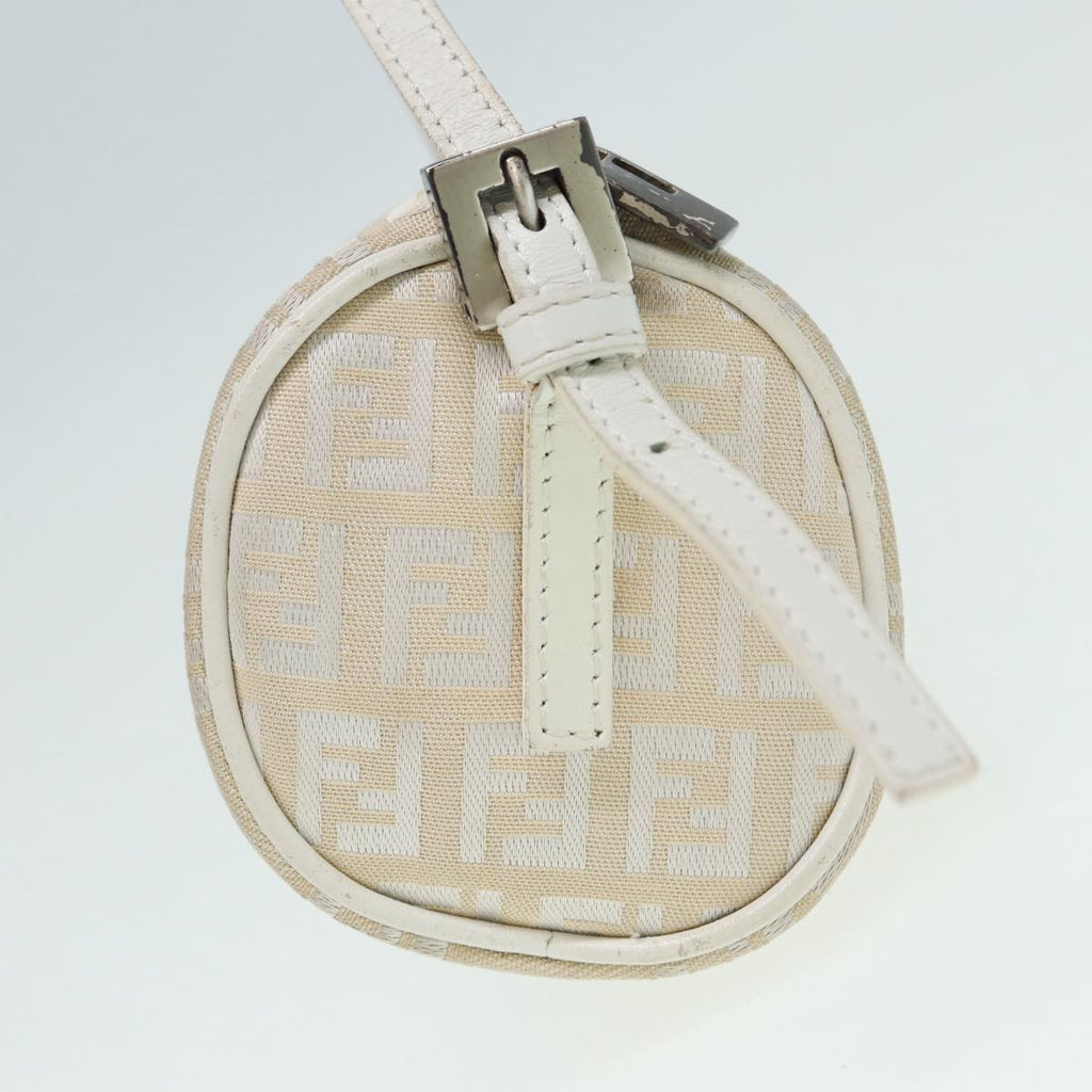 FENDI Zucchino Canvas Pouch Nylon White Silver ti1933