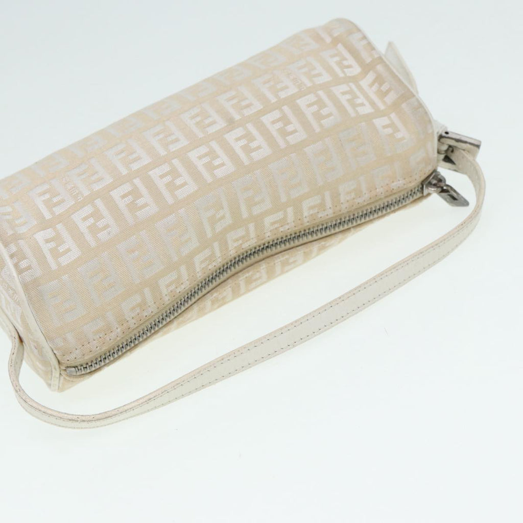 FENDI Zucchino Canvas Pouch Nylon White Silver ti1933