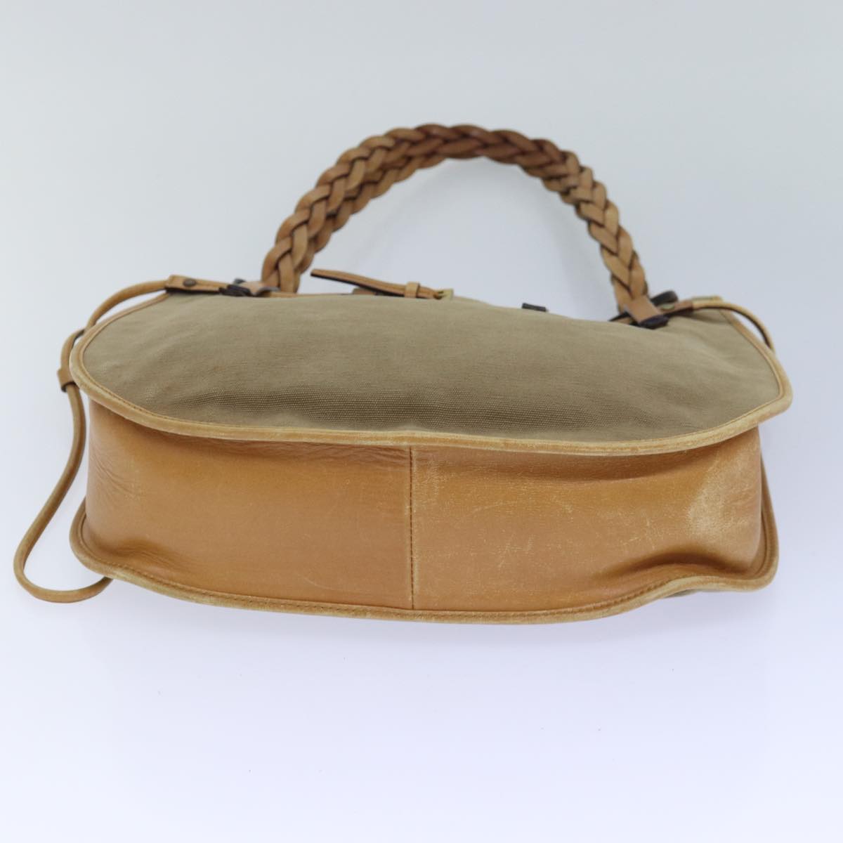 GUCCI Hand Bag Canvas Leather Beige 110295 ti1937