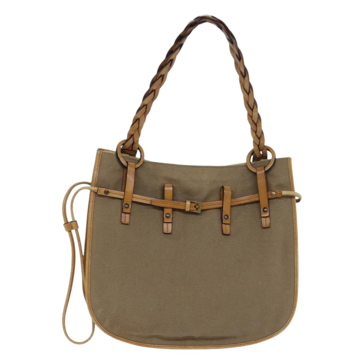 GUCCI Hand Bag Canvas Leather Beige 110295 ti1937