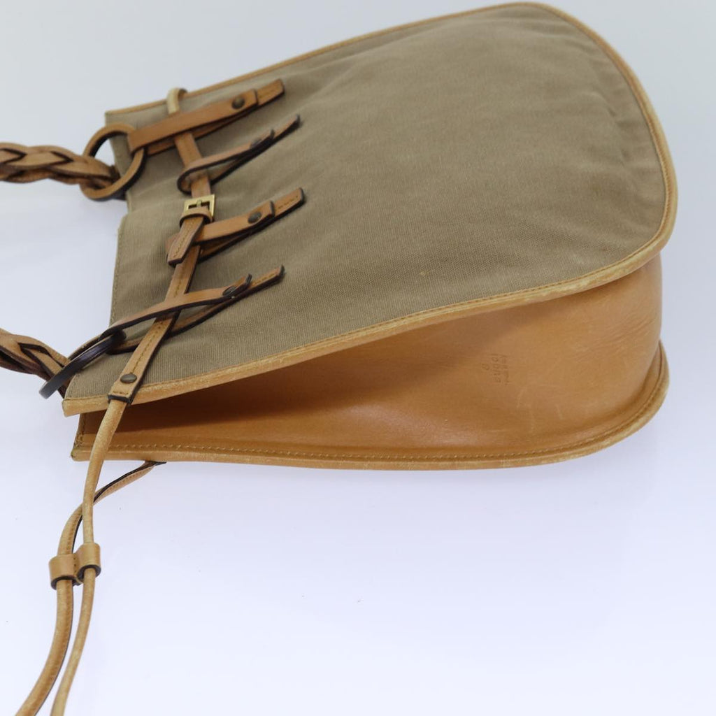 GUCCI Hand Bag Canvas Leather Beige 110295 ti1937