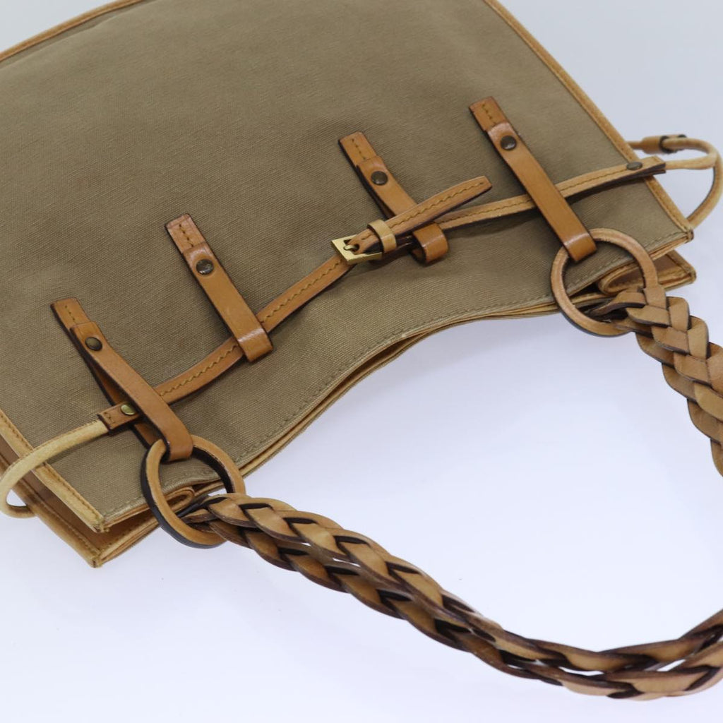 GUCCI Hand Bag Canvas Leather Beige 110295 ti1937