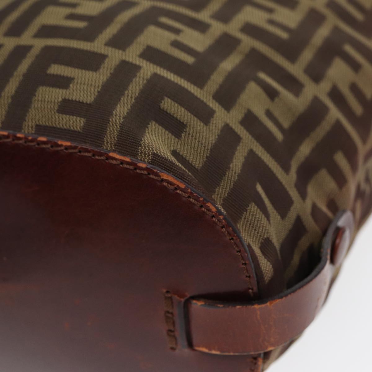 FENDI Zucca Canvas Hand Bag Brown Black ti1947