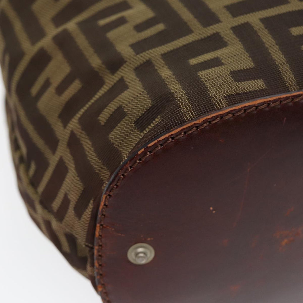 FENDI Zucca Canvas Hand Bag Brown Black ti1947
